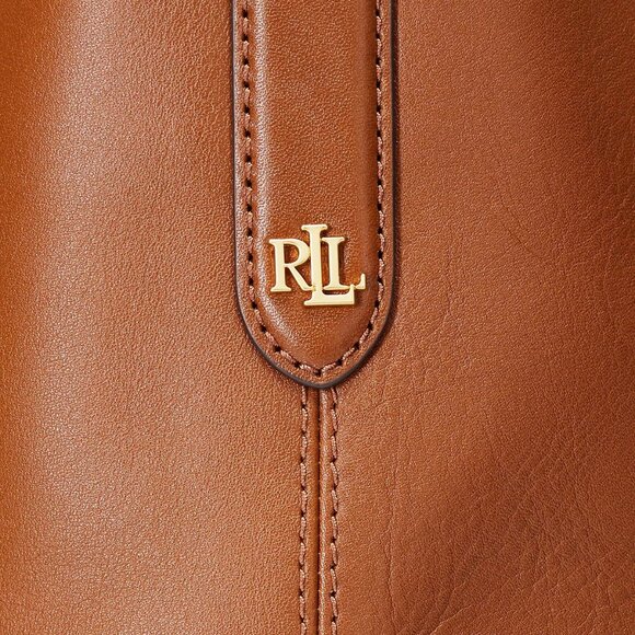 NWOT Lauren Ralph Lauren's Kassie Large Leather Shoulder Tote Bag + Brass Tag - Picture 6 of 13